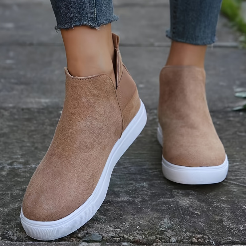 womens solid color trendy sneakers slip on comfy flat elastic ankle strap daily sheos lightweight low top shoes details 2