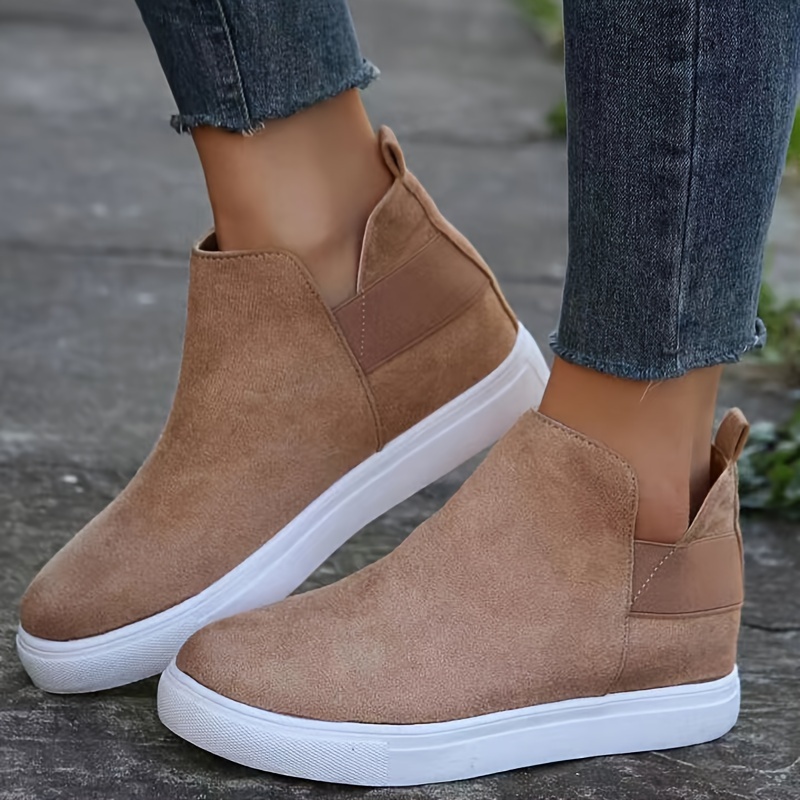 womens solid color trendy sneakers slip on comfy flat elastic ankle strap daily sheos lightweight low top shoes details 4