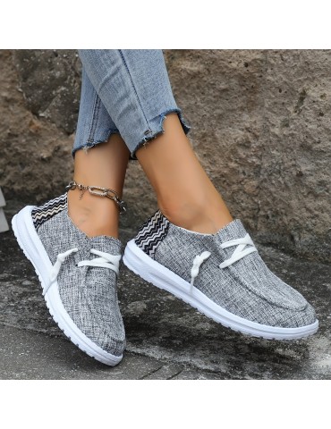 Women's Casual Low Top Canvas Shoes, Lightweight Round Toe Lace Up Sneakers, Comfy Non Slip Walking Shoes