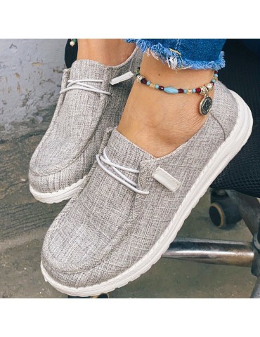 Women's Casual Canvas Shoes, Lightweight Lace Up Outdoor Shoes, Women's Comfortable Low Top Shoes