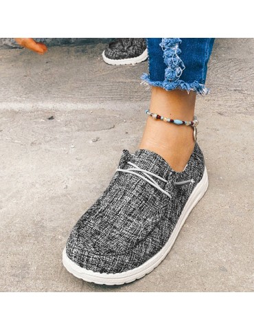 Women's Casual Canvas Shoes, Lightweight Lace Up Outdoor Shoes, Women's Comfortable Low Top Shoes