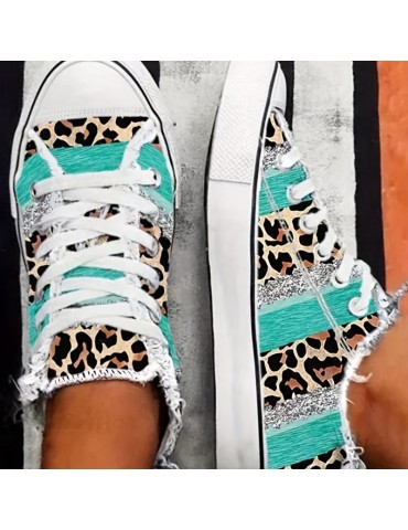 Women's Fashion Canvas Sneakers, Stylish Colorblock Lace Up Low Top Shoes, Casual Flat Walking Shoes