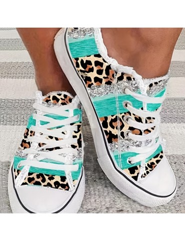 Women's Fashion Canvas Sneakers, Stylish Colorblock Lace Up Low Top Shoes, Casual Flat Walking Shoes