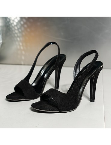 Women's Solid Color Stiletto Heels, Fashion Open Toe Dress Pumps, Stylish Ankle Strap Slingback Heels