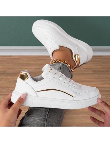 Women's Simple Skate Shoes, Casual Lace Up Outdoor Shoes, Women's Lightweight Low Top Sneakers
