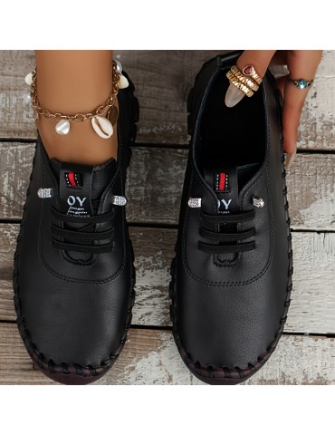 Women's Solid Color Casual Sneakers, Slip On Thermal Lined Flat Plush Shoes, Lightweight Low-top Daily Shoes