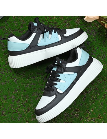 Women's Colorblock Sneakers, Casual Lace Up Outdoor Shoes, Women's Comfortable Low Top Shoes