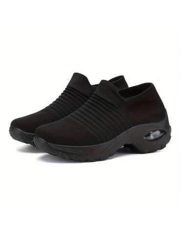 Women's Air Cushion Sock Sneakers, Casual Knitted Low Top Running Sports Shoes, Breathable Walking Trainers