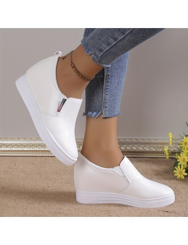 Women's Wedge Shoes, Height Increasing Slip On Nurse Shoes, Casual Low Top Shoes