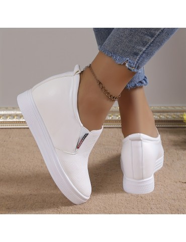 Women's Wedge Shoes, Height Increasing Slip On Nurse Shoes, Casual Low Top Shoes