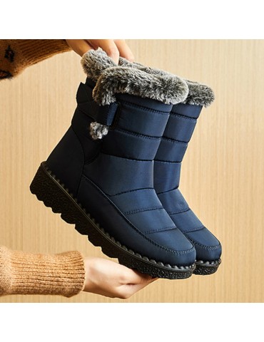 Women's Waterproof Snow Boots, Solid Color Plush Lined Short Boots, Winter Keep Warm Outdoor Boots