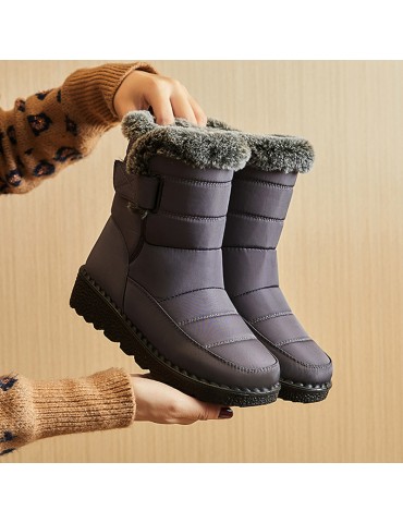 Women's Waterproof Snow Boots, Solid Color Plush Lined Short Boots, Winter Keep Warm Outdoor Boots