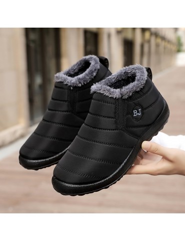 Women's Fleece Lining Snow Boots, Waterproof Slip On Thermal Ankle Boots, Winter Warm Plush Short Boots