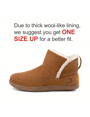 Women's Fleece Liner Fuzzy Indoor Outdoor Slippers, Cute Slip On Solid Comfort Warm Women's Shoes