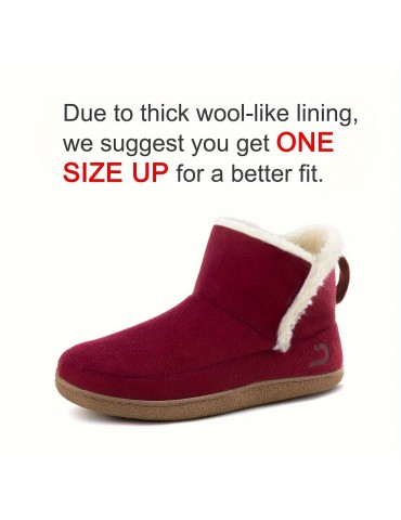 Women's Fleece Liner Fuzzy Indoor Outdoor Slippers, Cute Slip On Solid Comfort Warm Women's Shoes
