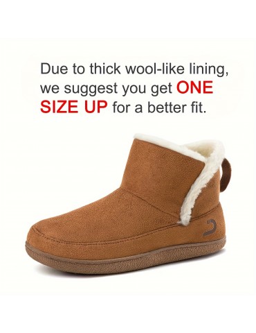 Women's Fleece Liner Fuzzy Indoor Outdoor Slippers, Cute Slip On Solid Comfort Warm Women's Shoes