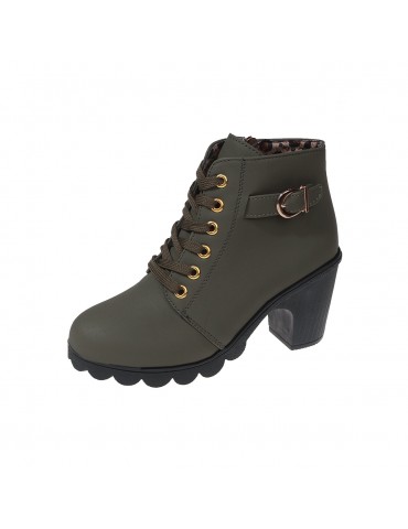 Women's Chunky Heeled Ankle Boots, Solid Color Side Zipper Boots, Beer Festival Dress Shoes