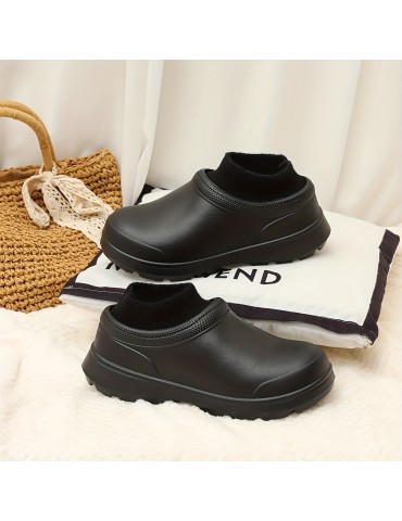 Women's Plush Chef Work Shoes, Waterproof Slip On Anti-slip Garden Shoes, Comfortable Work Ankle Boots