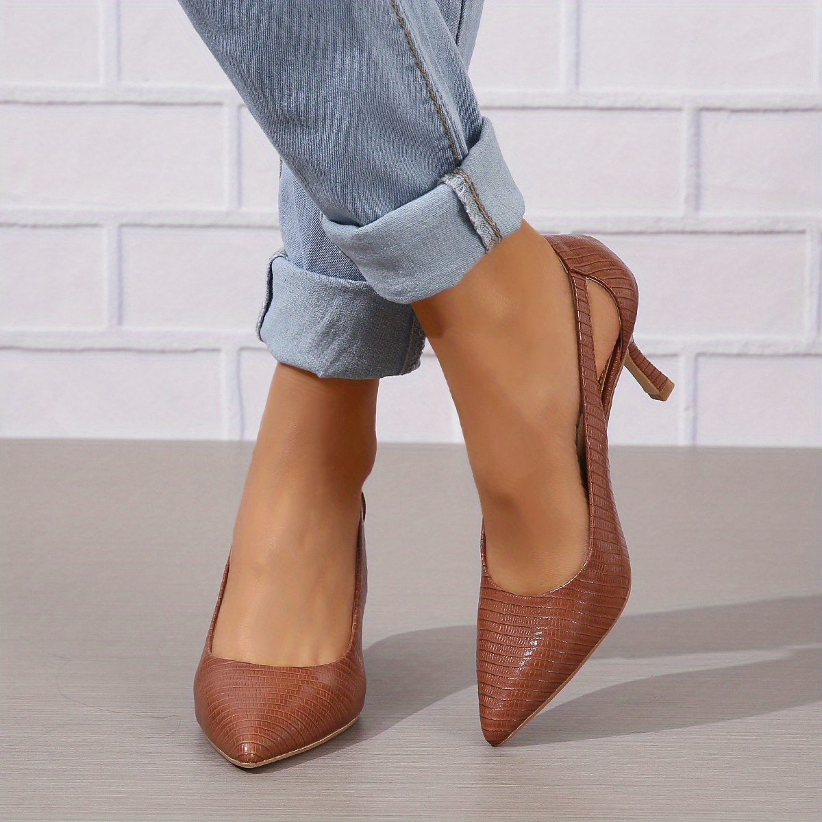 womens pointed toe high heels solid color cut out slip on stiletto heels versatile dressy pumps details 0