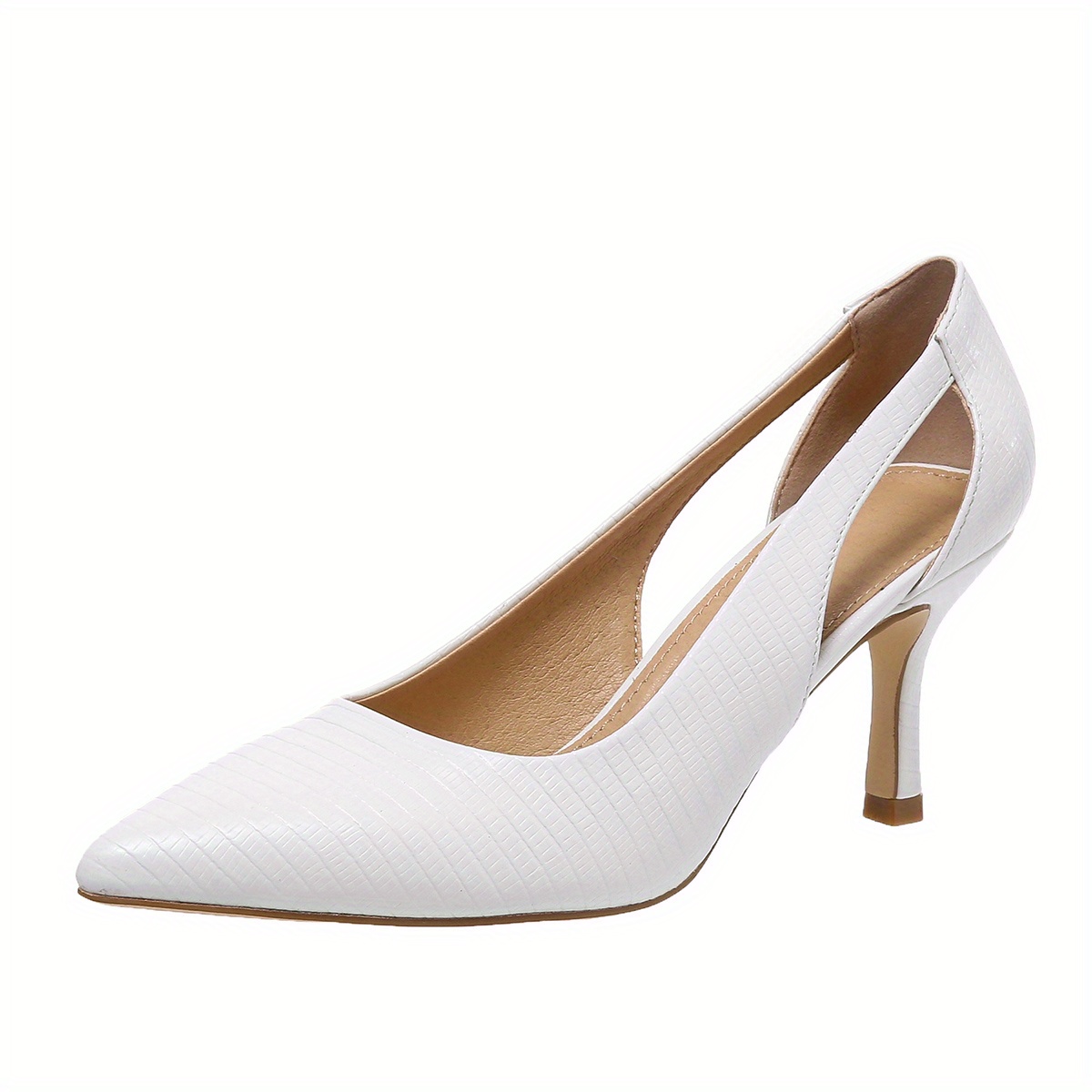 womens pointed toe high heels solid color cut out slip on stiletto heels versatile dressy pumps details 10
