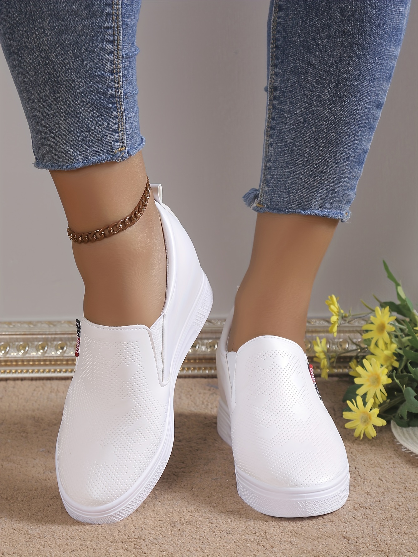 womens wedge shoes height increasing slip on nurse shoes casual low top shoes details 4