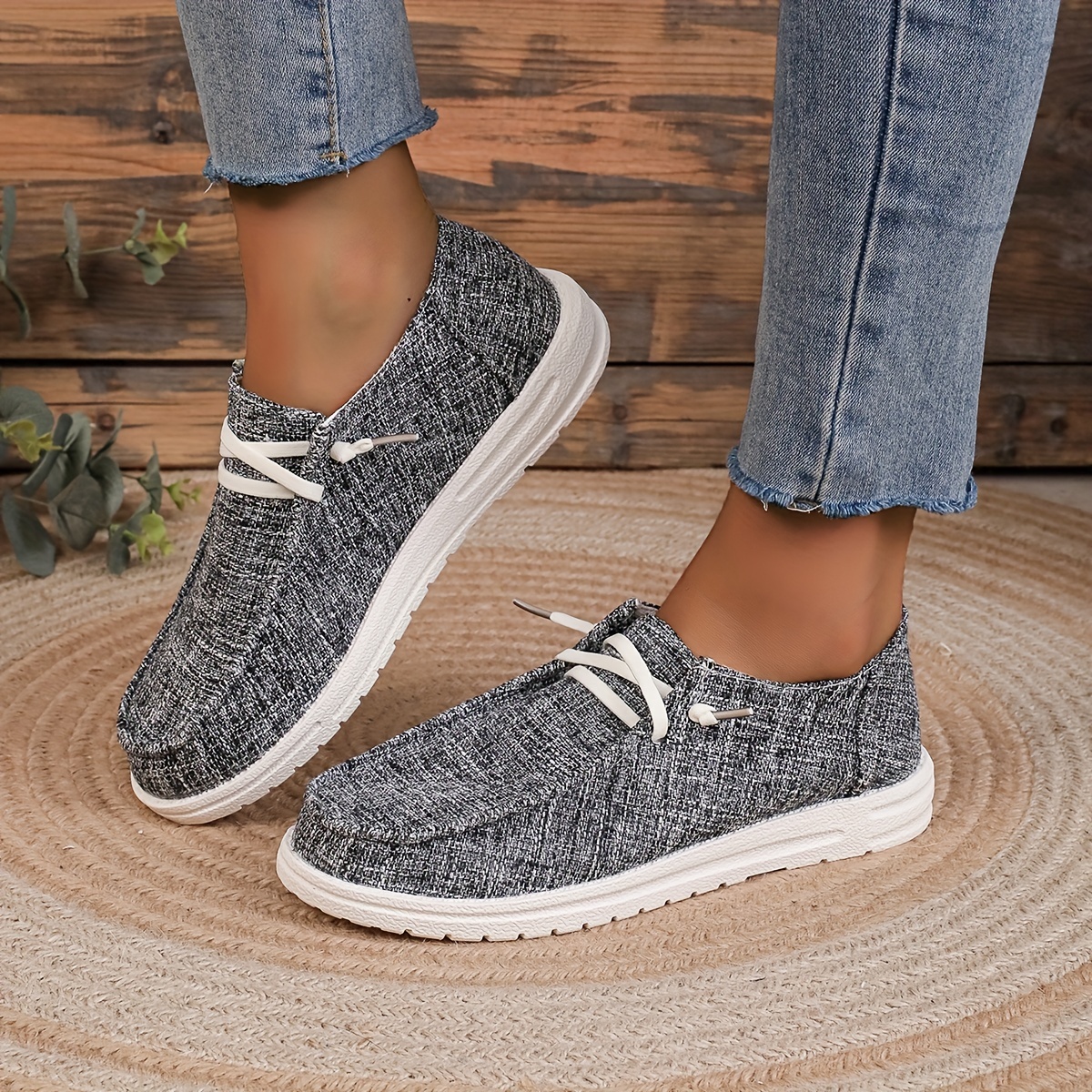womens solid color canvas shoes casual lace up outdoor sneakers lightweight low top walking shoes details 0