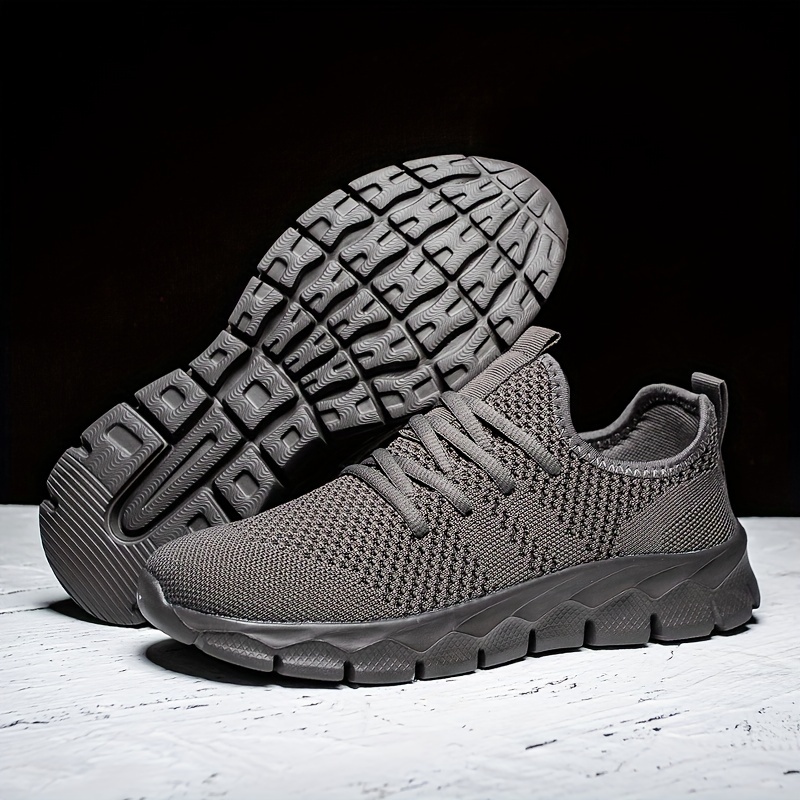 womens breathable flying woven sneakers casual solid color running shoes lightweight lace up athletic shoes details 0