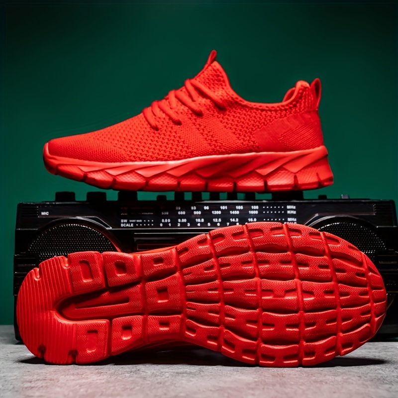 womens breathable flying woven sneakers casual solid color running shoes lightweight lace up athletic shoes details 7