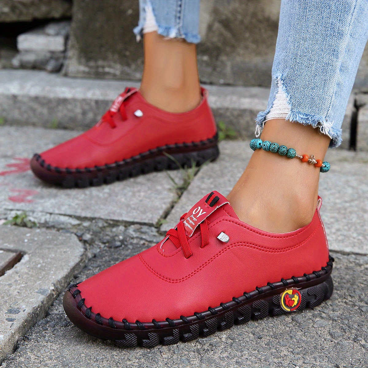 trendy faux leather sneakers, womens trendy faux leather sneakers casual lace up outdoor shoes lightweight low top shoes details 1