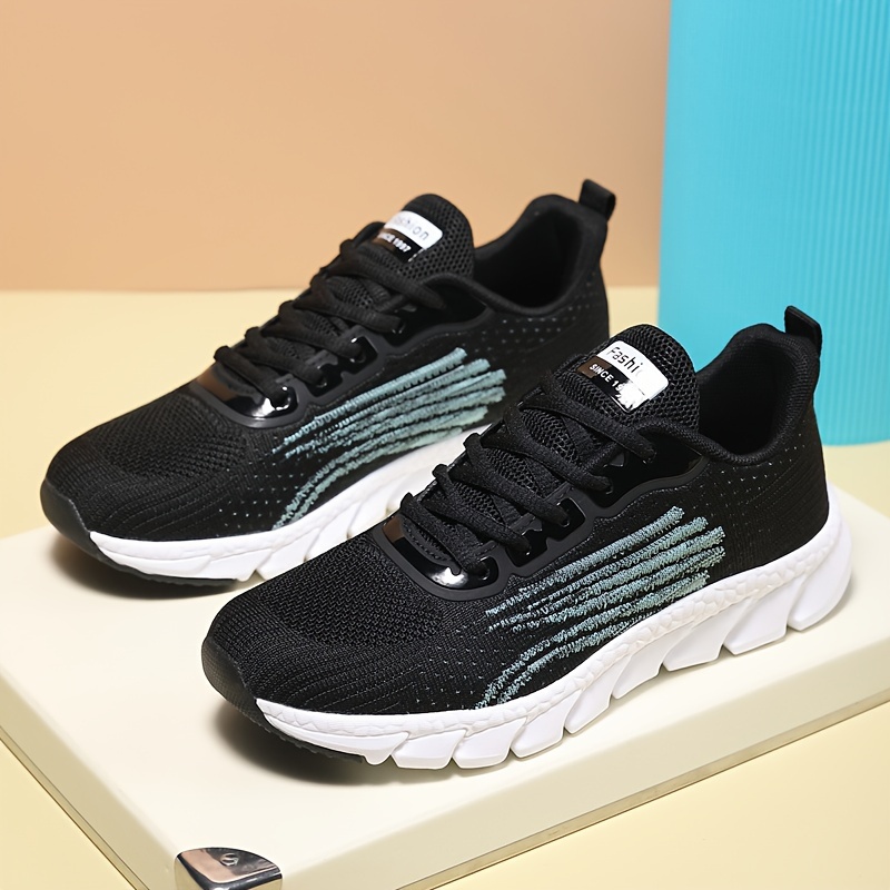 womens solid color casual sneakers lace up comfy breathable soft sole shoes lightweight low top running shoes details 2