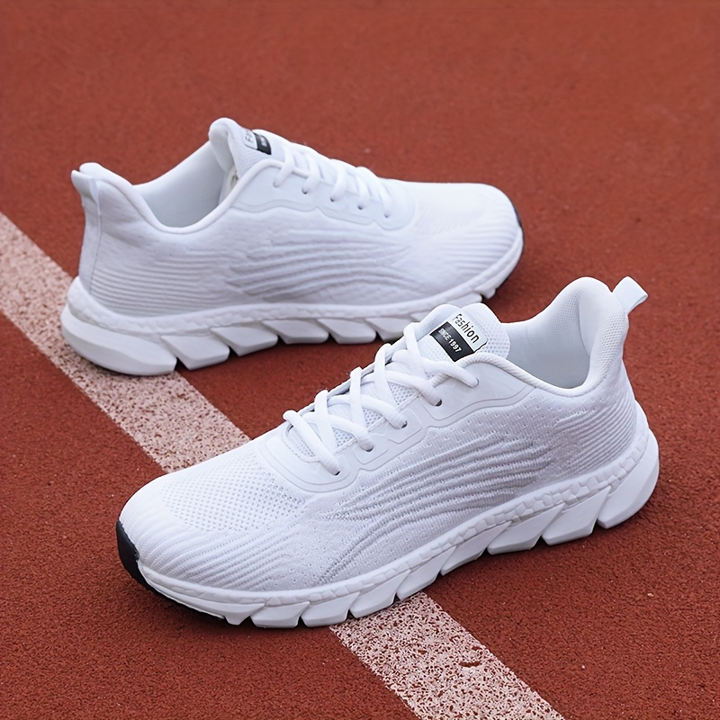 womens solid color casual sneakers lace up comfy breathable soft sole shoes lightweight low top running shoes details 3
