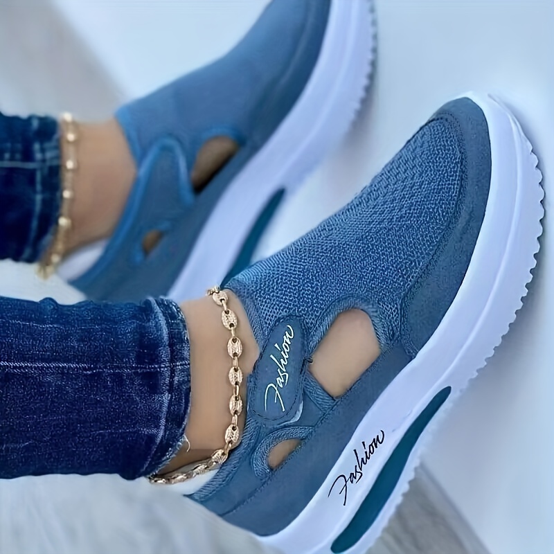 womens breathable knit platform sneakers casual hook loop outdoor shoes lightweight comfortable sport shoes details 2