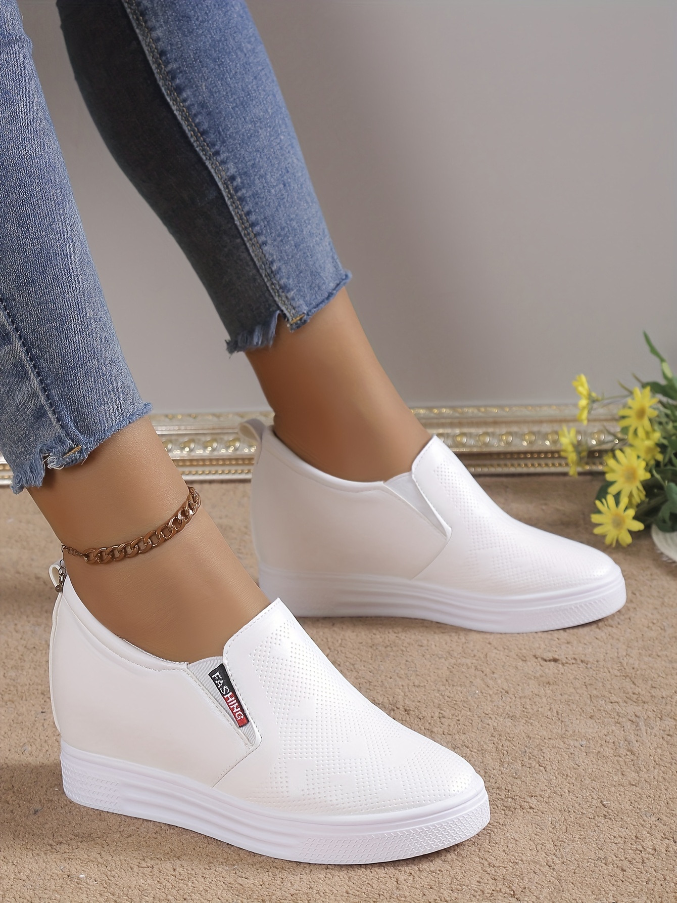 womens wedge shoes height increasing slip on nurse shoes casual low top shoes details 0
