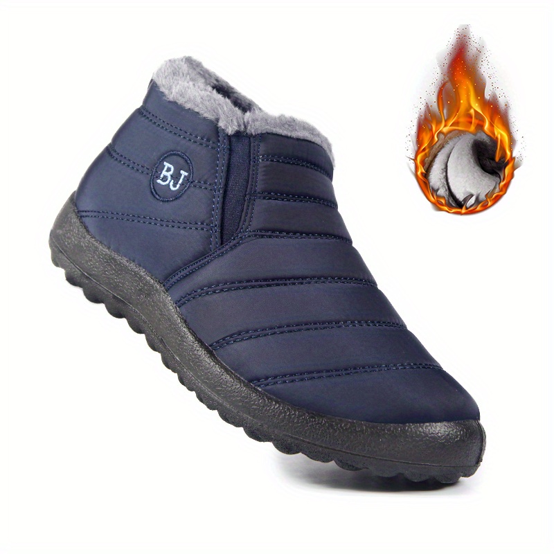 womens plush lined snow boots waterproof slip on ankle boots winter thermal outdoor flat boots details 7