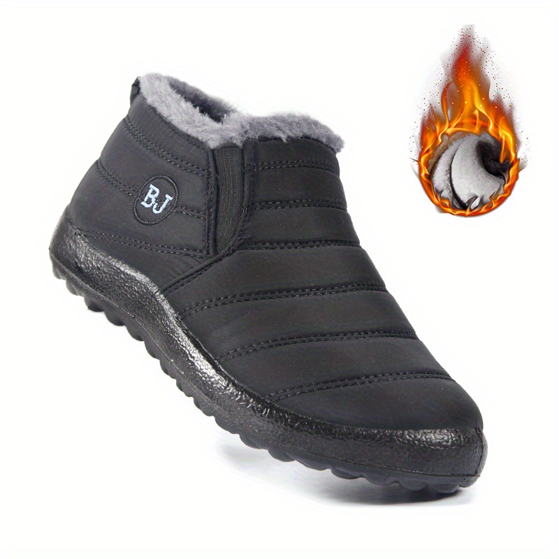womens plush lined snow boots waterproof slip on ankle boots winter thermal outdoor flat boots details 8