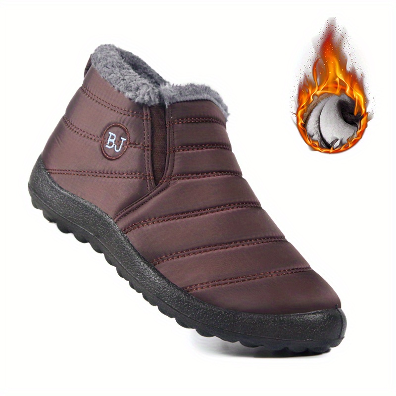 womens plush lined snow boots waterproof slip on ankle boots winter thermal outdoor flat boots details 10