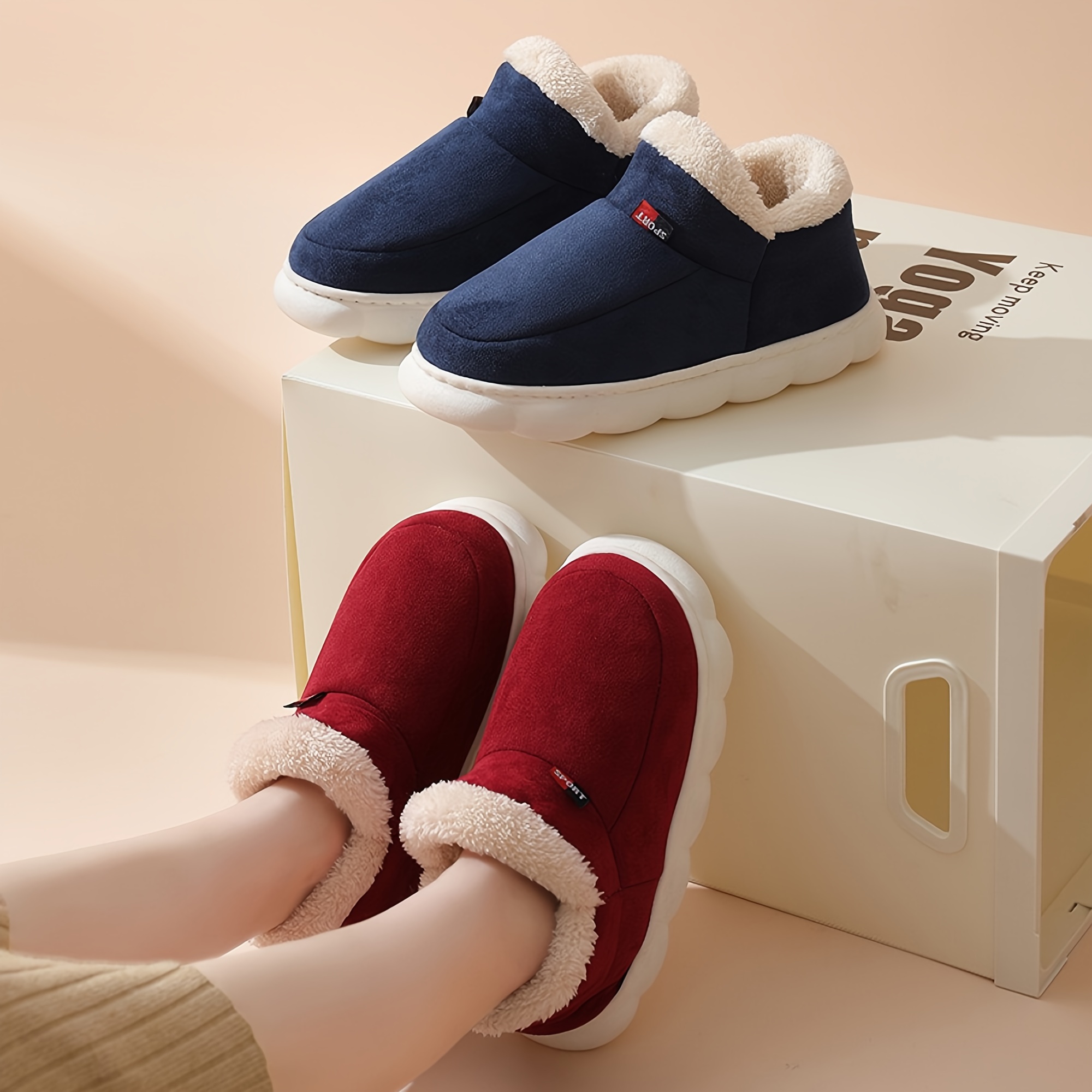 womens winter platform snow boots solid color thermal soft sole plush lined ankle boots winter warm slipper boots details 3