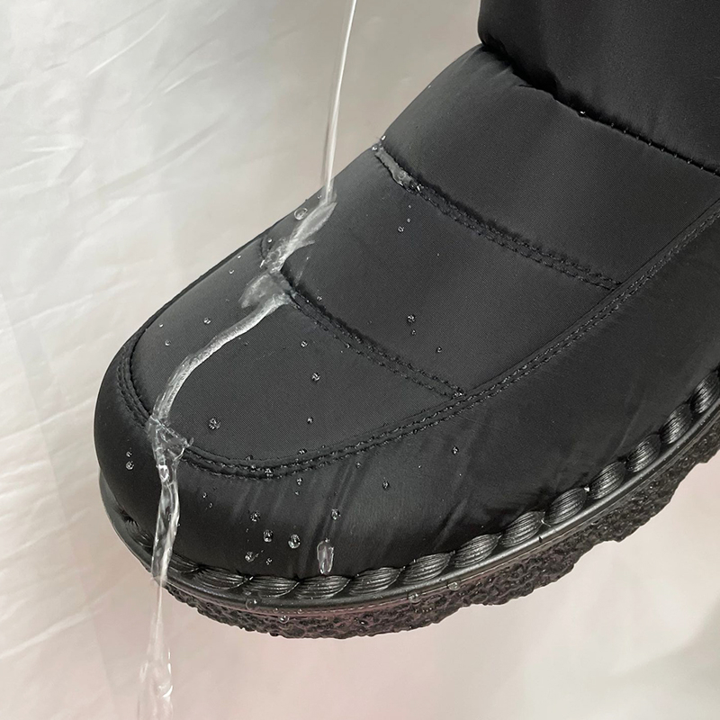 womens waterproof snow boots solid color plush lined short boots winter keep warm outdoor boots details 4
