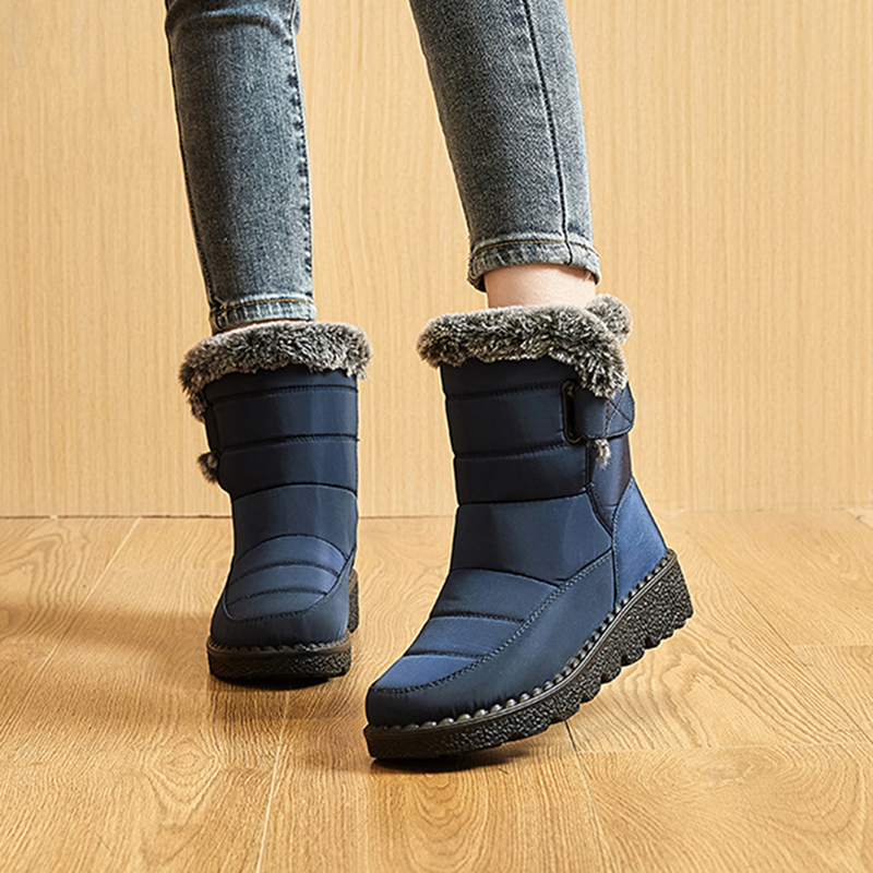 womens waterproof snow boots solid color plush lined short boots winter keep warm outdoor boots details 7