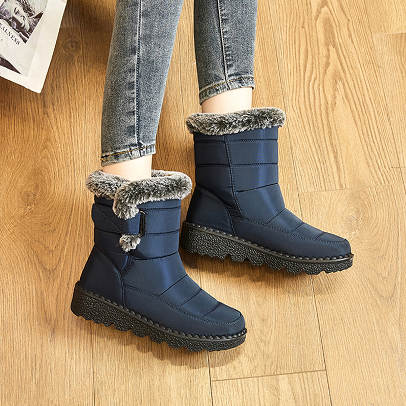 womens waterproof snow boots solid color plush lined short boots winter keep warm outdoor boots details 9
