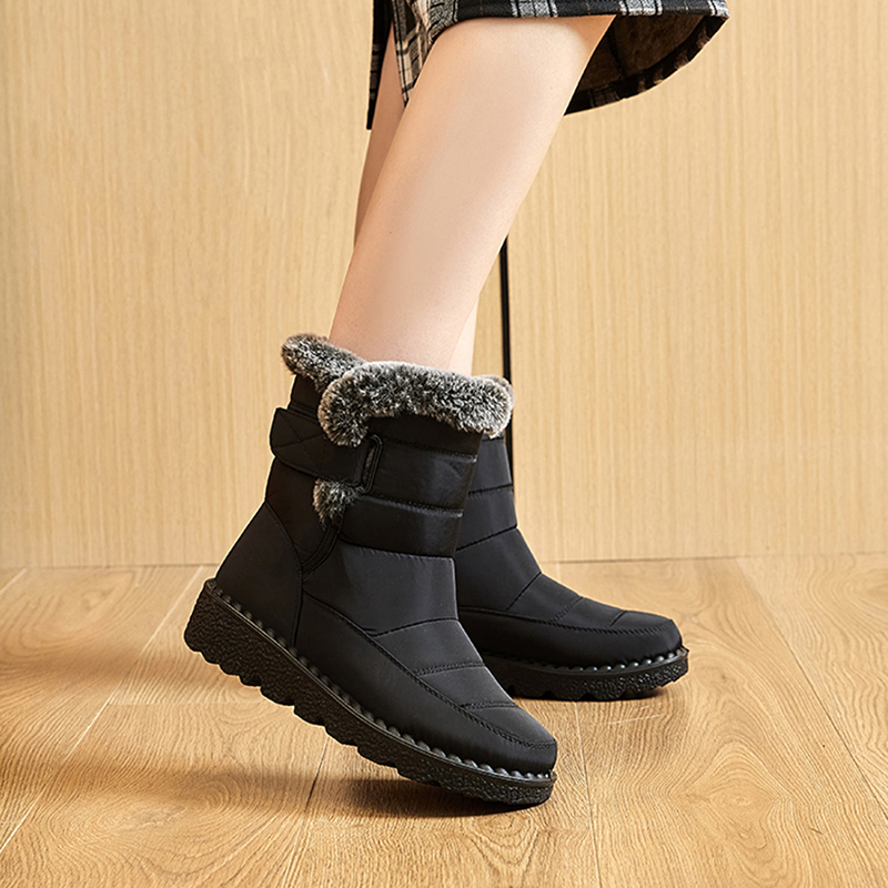 womens waterproof snow boots solid color plush lined short boots winter keep warm outdoor boots details 11