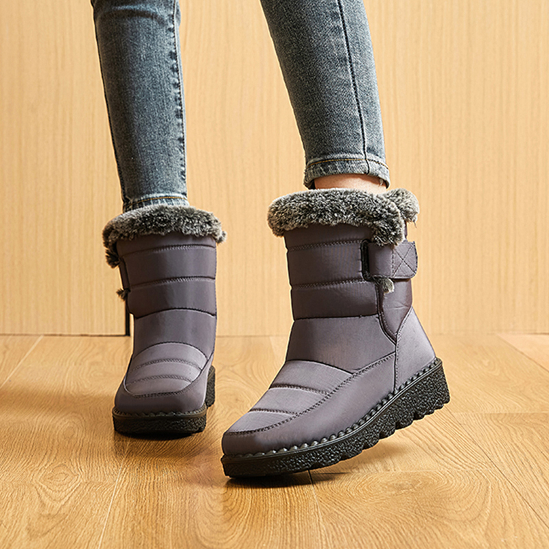 womens waterproof snow boots solid color plush lined short boots winter keep warm outdoor boots details 13