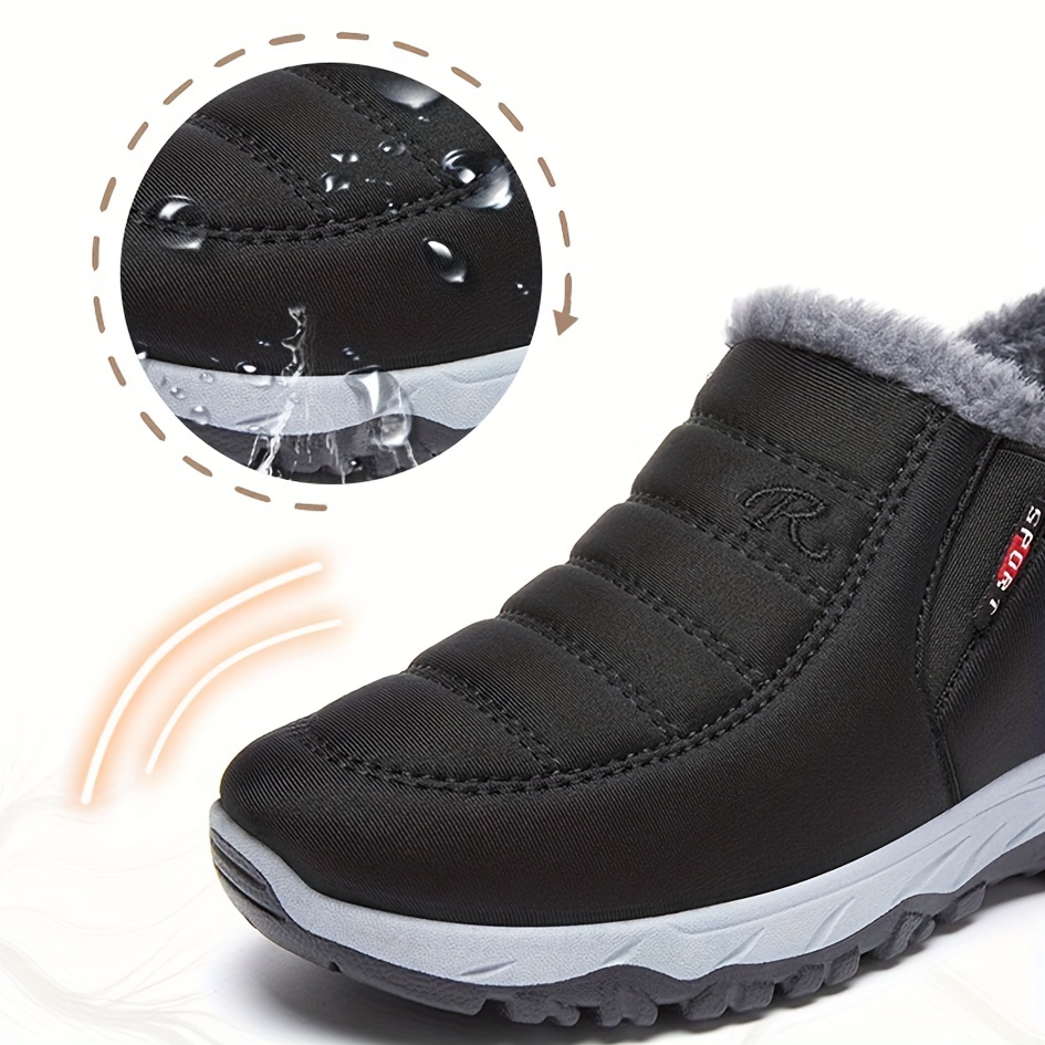 womens solid color fluffy boots slip on thermal lined platform soft sole boots winter plush warm comfy shoes details 5