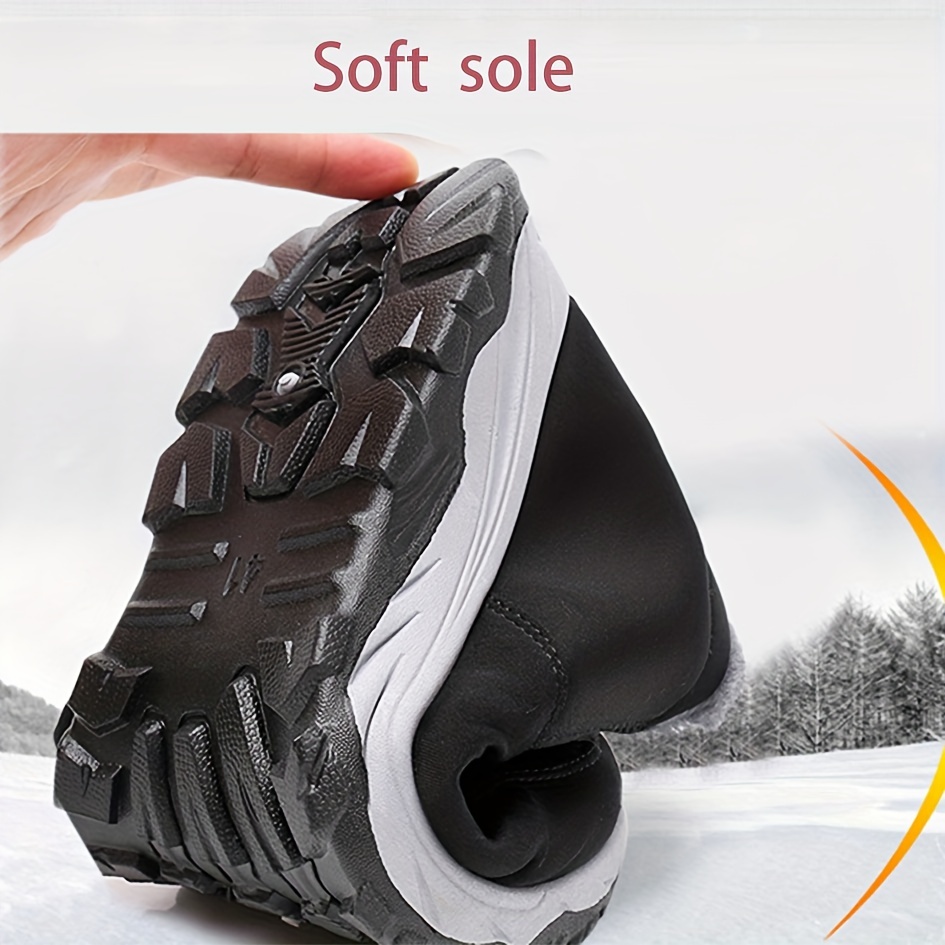 womens solid color fluffy boots slip on thermal lined platform soft sole boots winter plush warm comfy shoes details 8