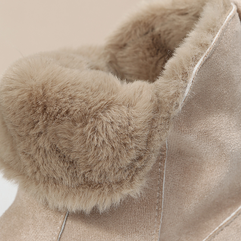 womens plush lined snow boots side zipper solid color suedette short boots winter warm outdoor boots details 8